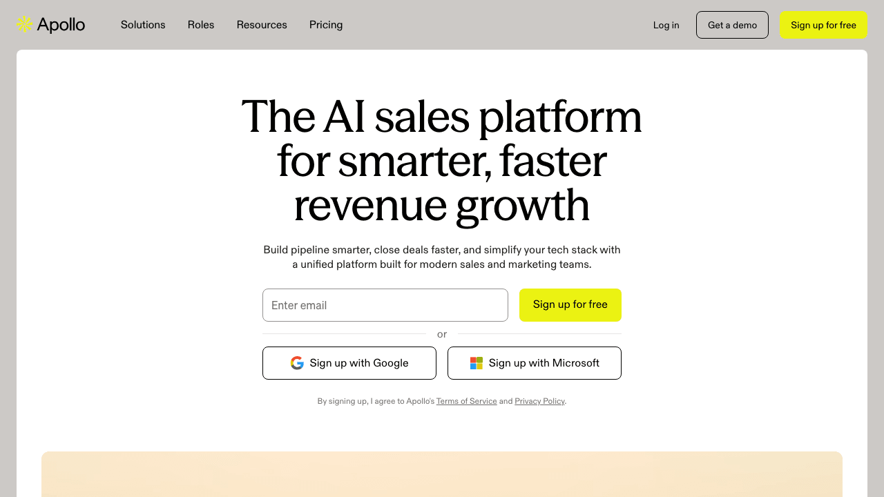 Apollo.io homepage