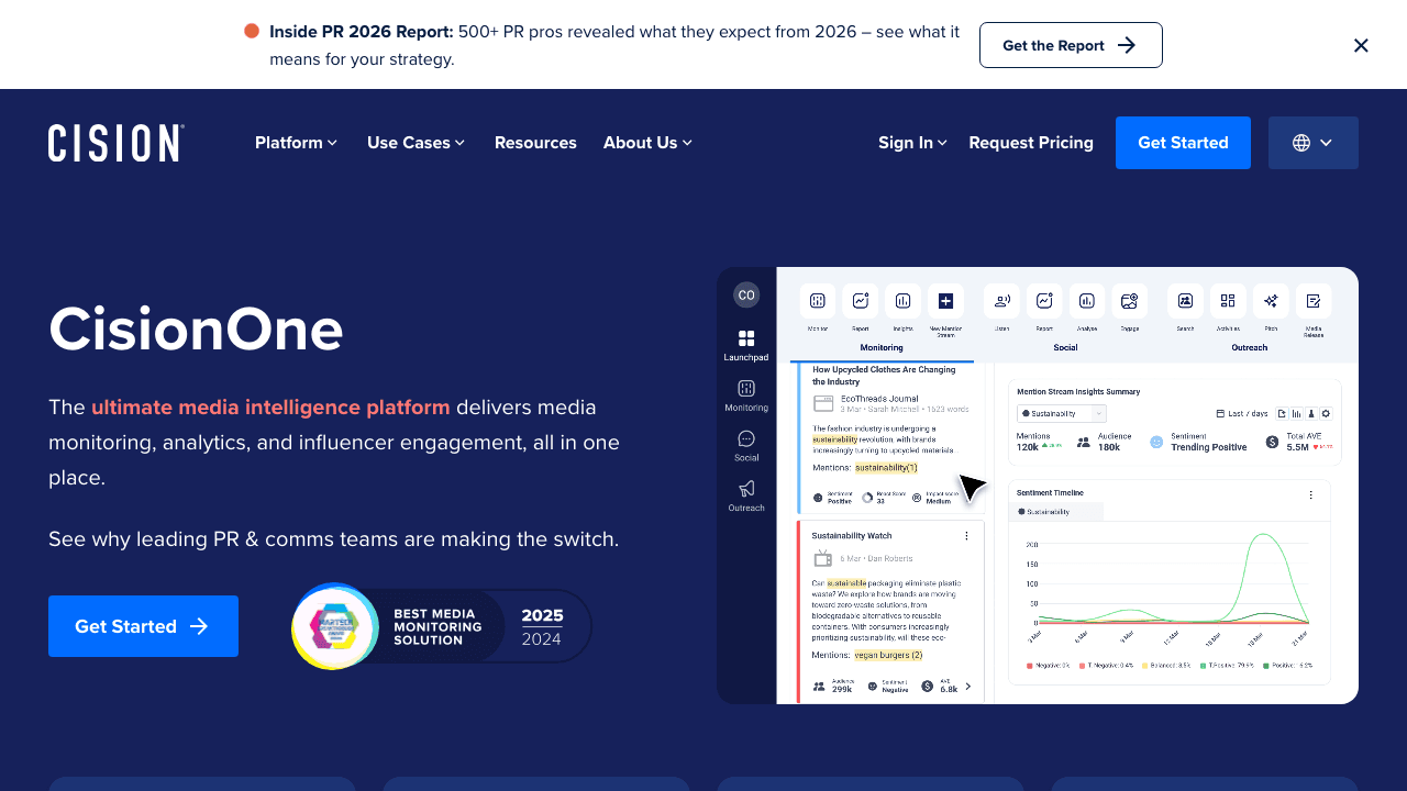 Cision homepage