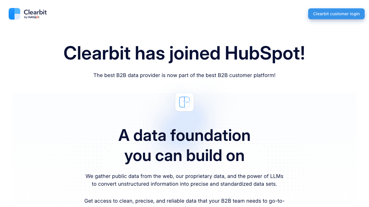 Clearbit homepage