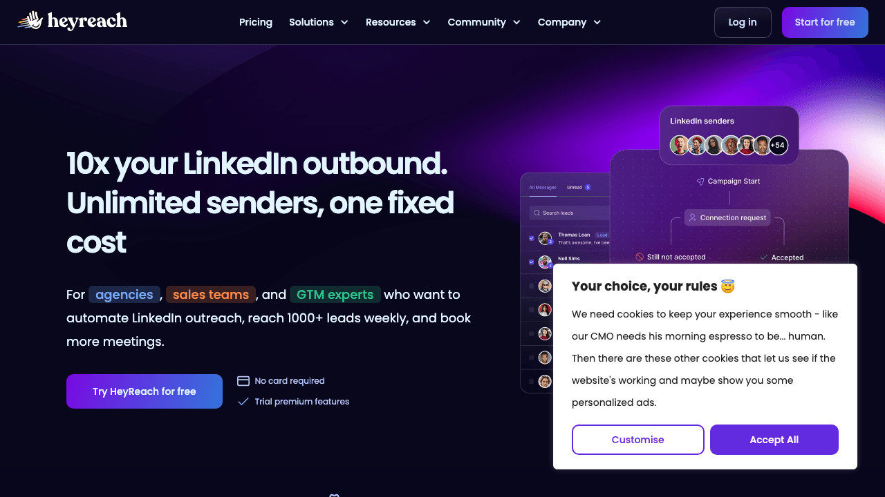 HeyReach homepage