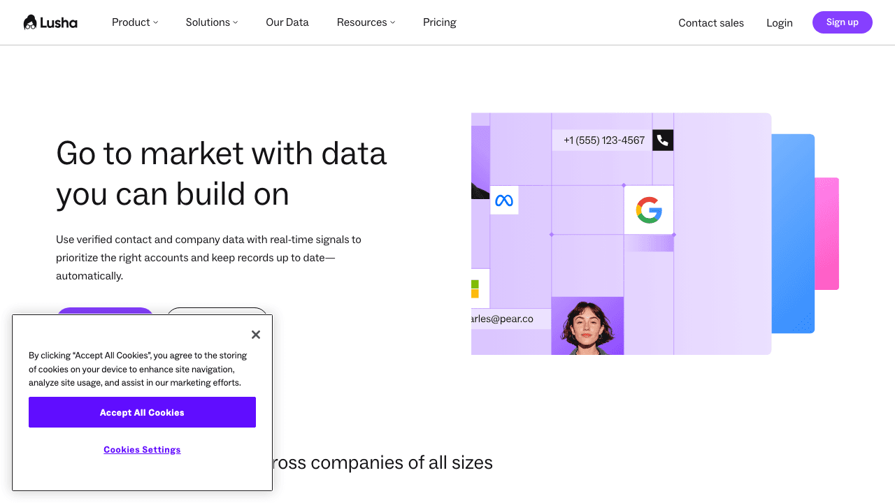 Lusha homepage