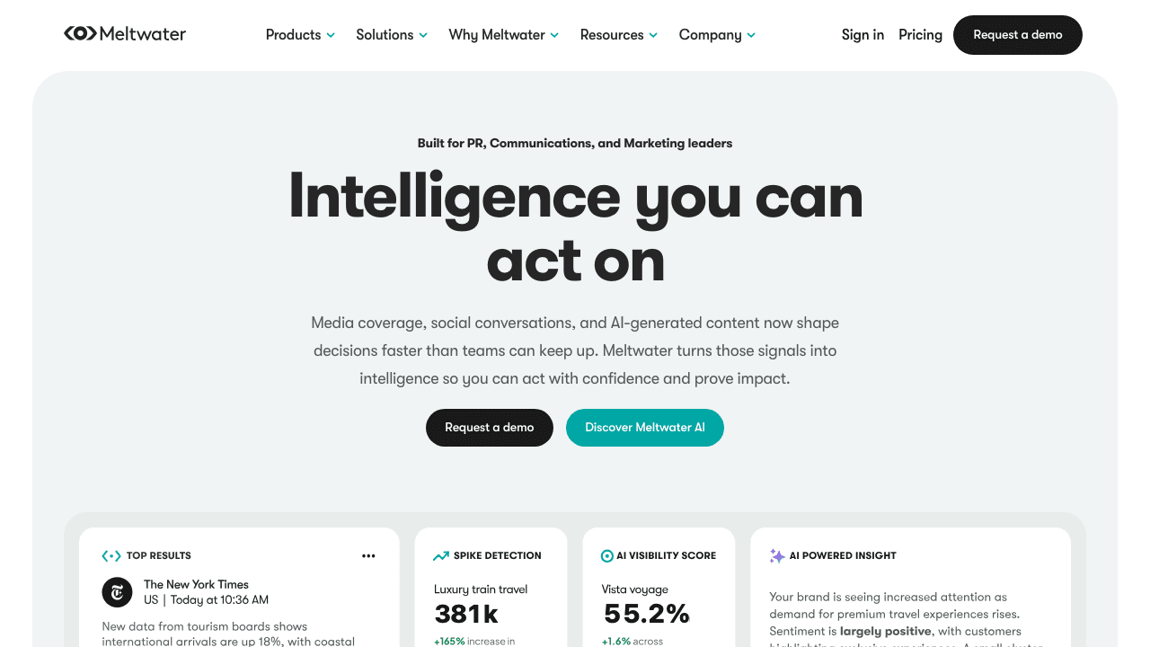 Meltwater homepage