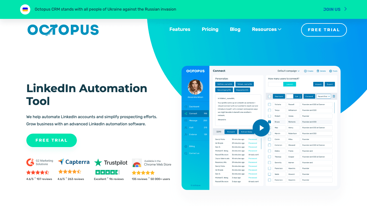 Octopus CRM homepage