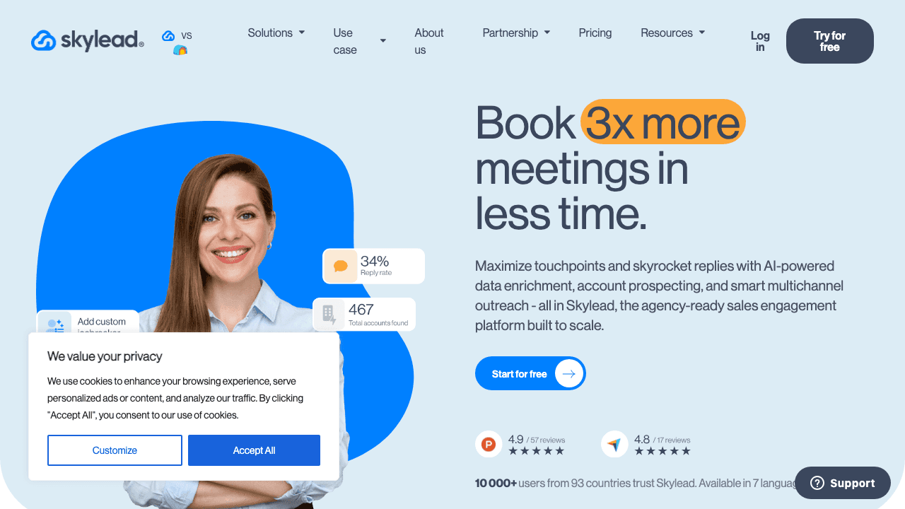 Skylead homepage