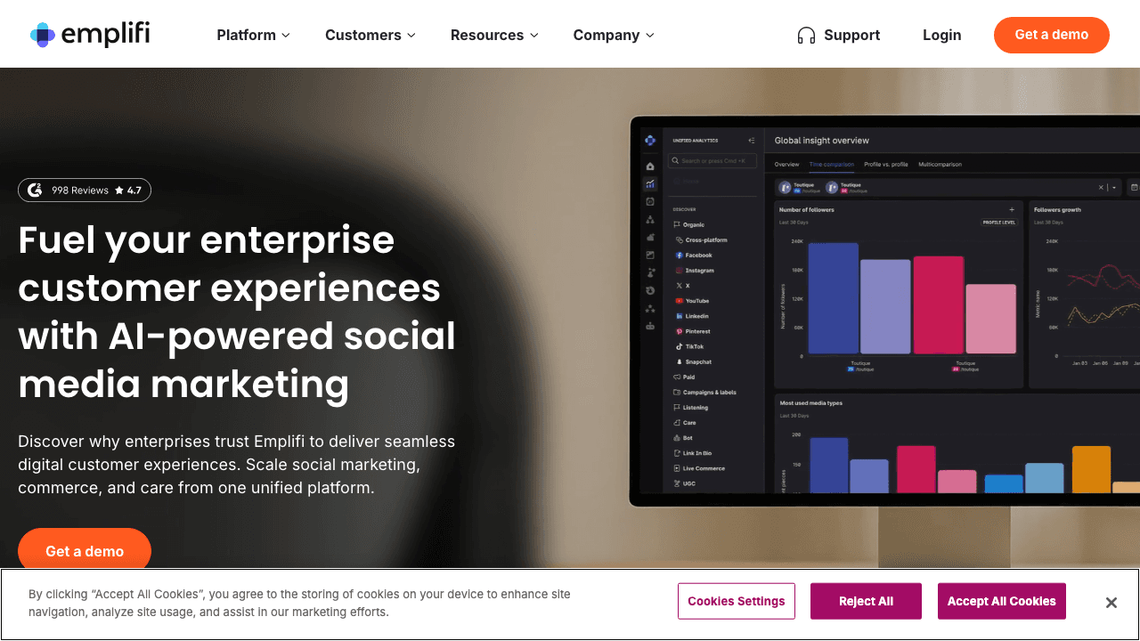 Emplifi (Socialbakers) homepage