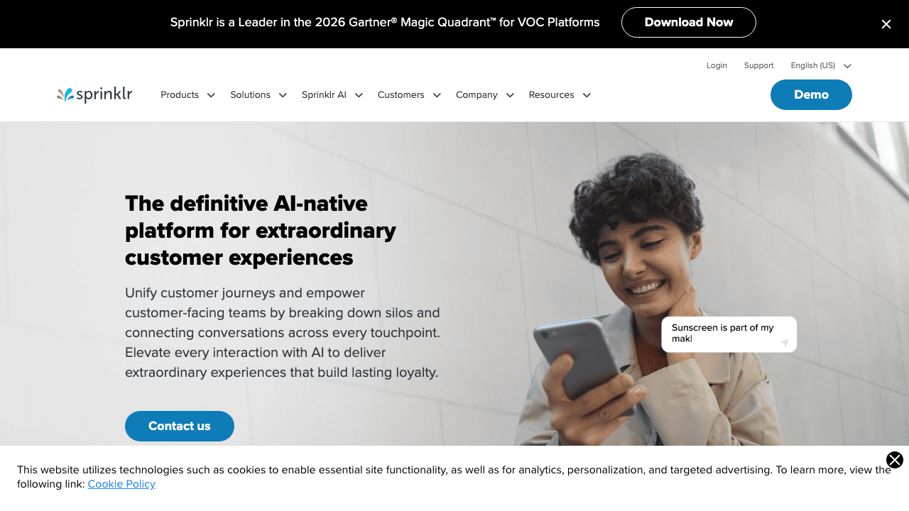 Sprinklr homepage