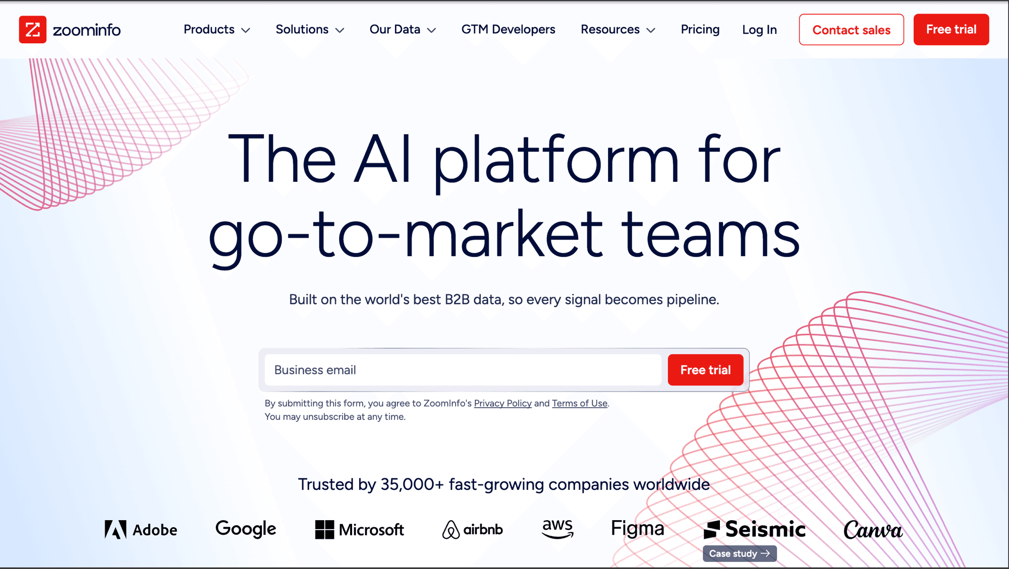 ZoomInfo homepage