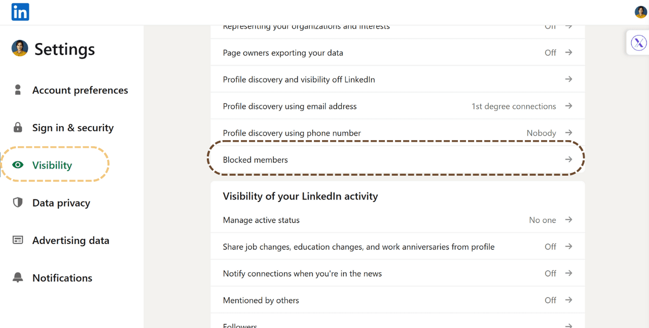 Visibility→blocked Members