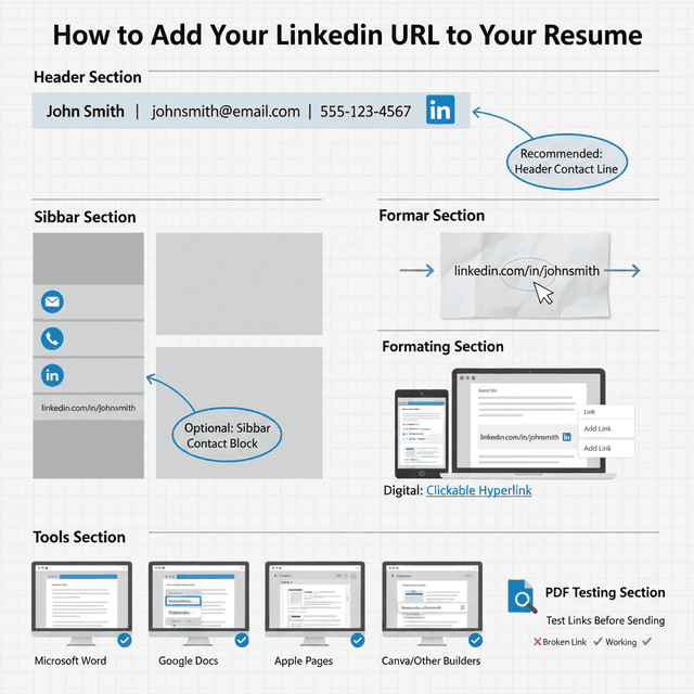 Comment ajouter l'URL LinkedIn a votre CV (guide de placement et format)