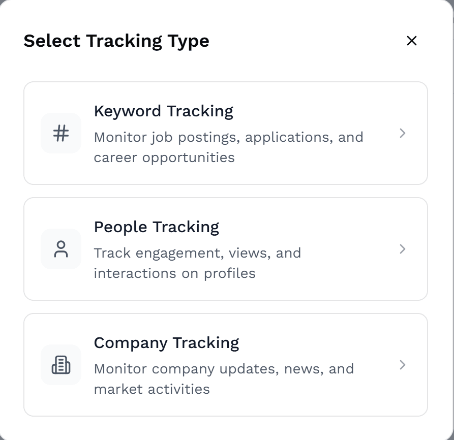 Select People Tracking to monitor posts with your chosen profiles