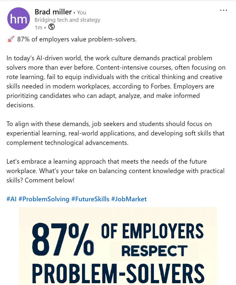 Illustration showcases a LinkedIn post with strong hook