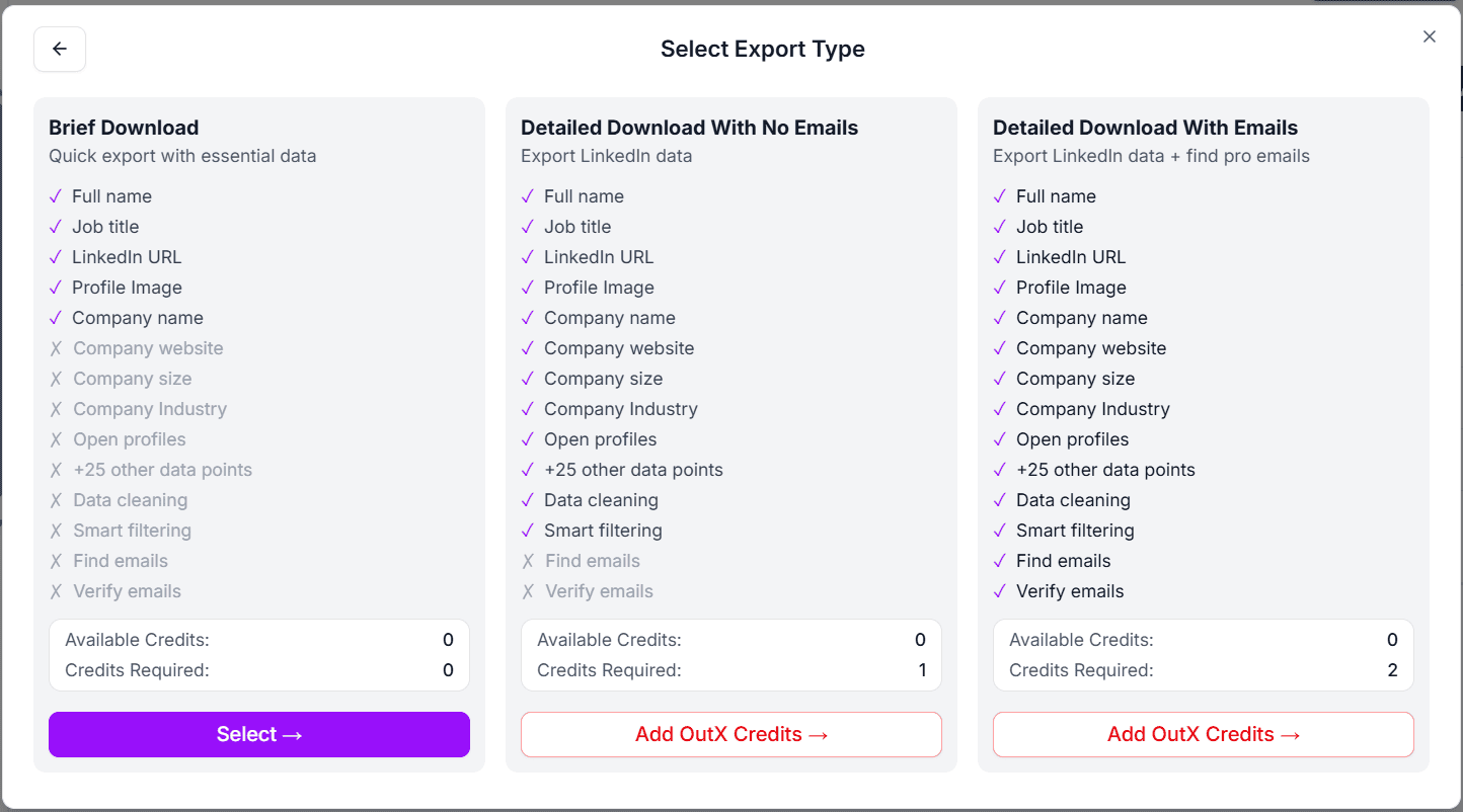 Export types