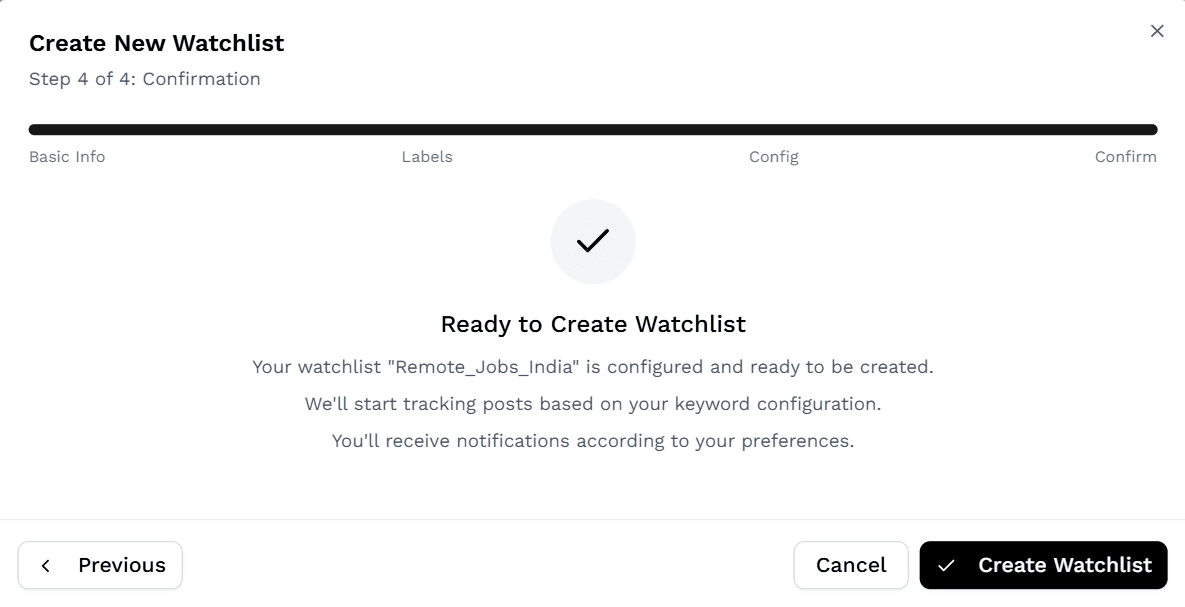 Confirm watchlist