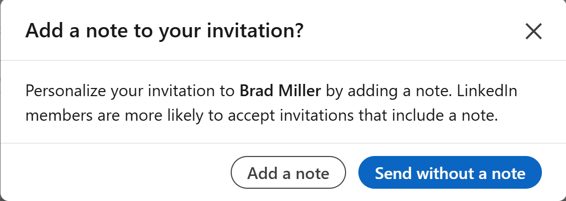 LinkedIn add a note to your invitation