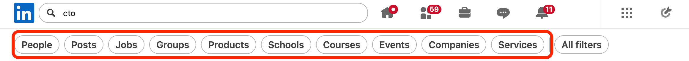 linkedin filters