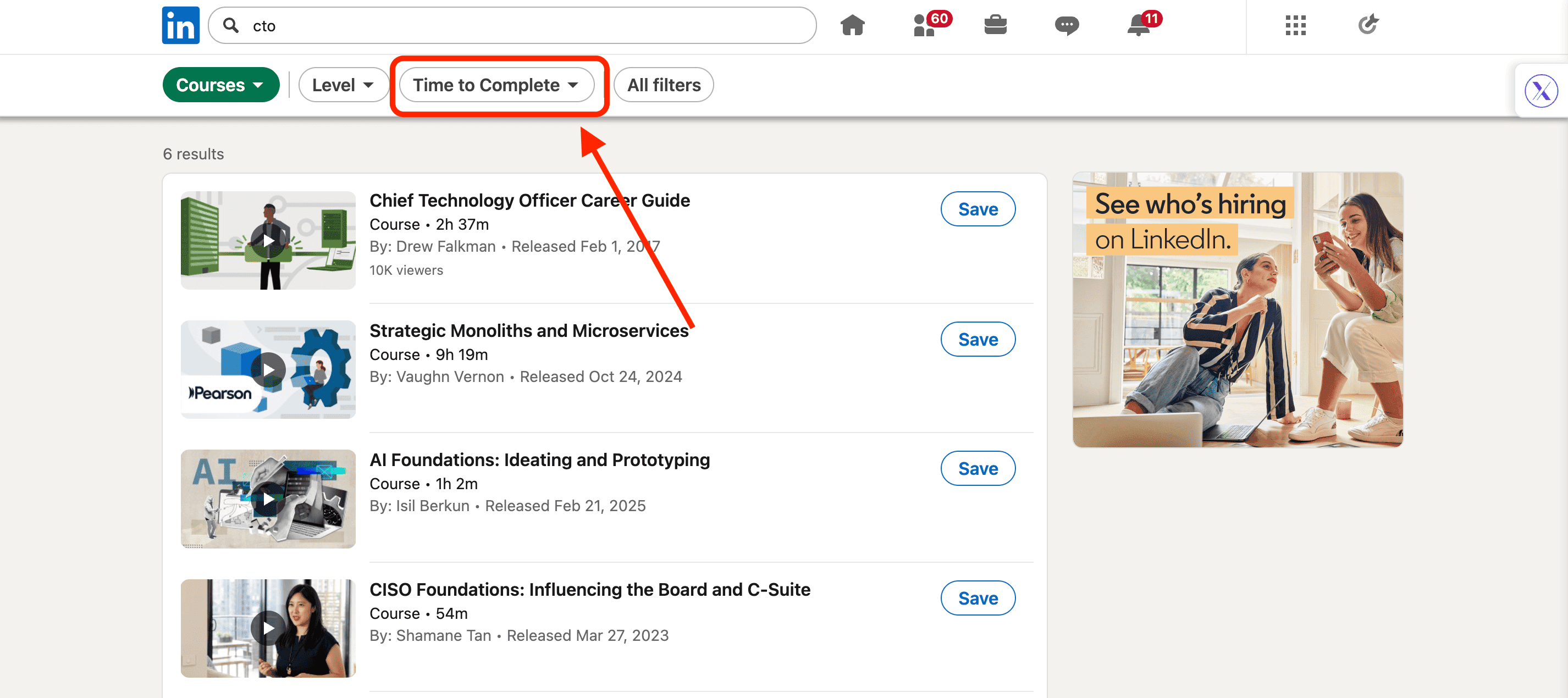 time to complete filter
