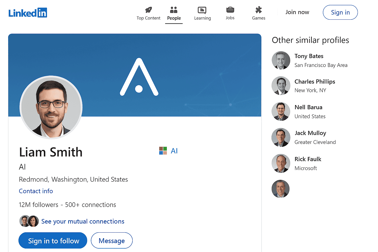 viewing linkedin profile in incognito