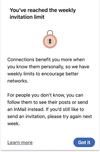 Weekly linkedin invitation limit