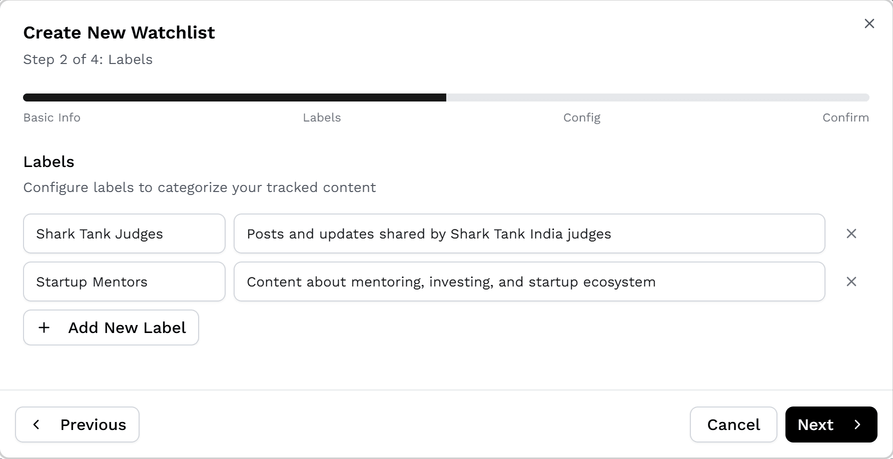 Add labels to new watchlist