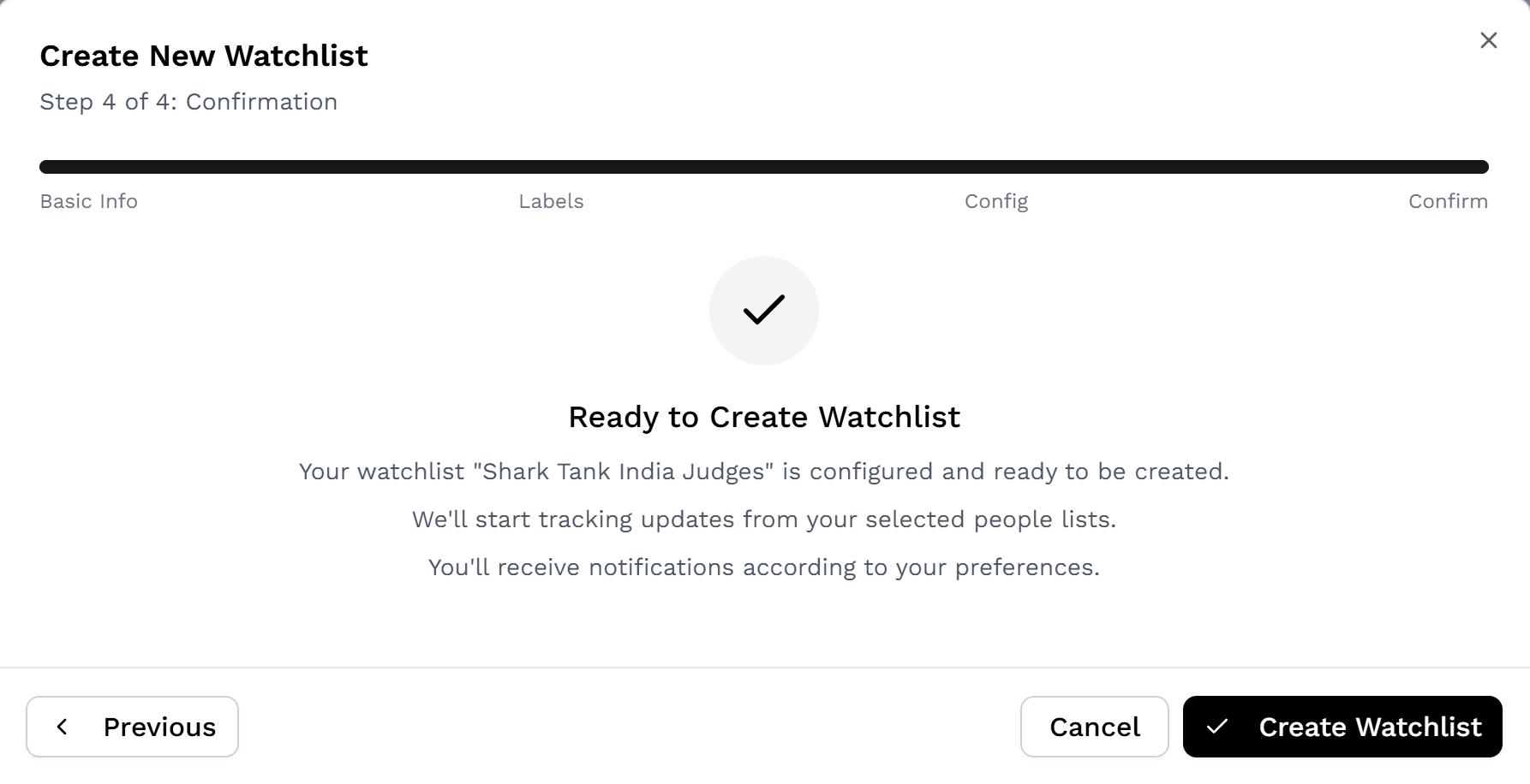 Finish setting up watchlist