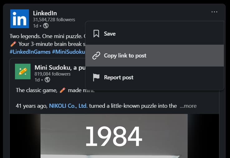 Copie a URL do Vídeo.